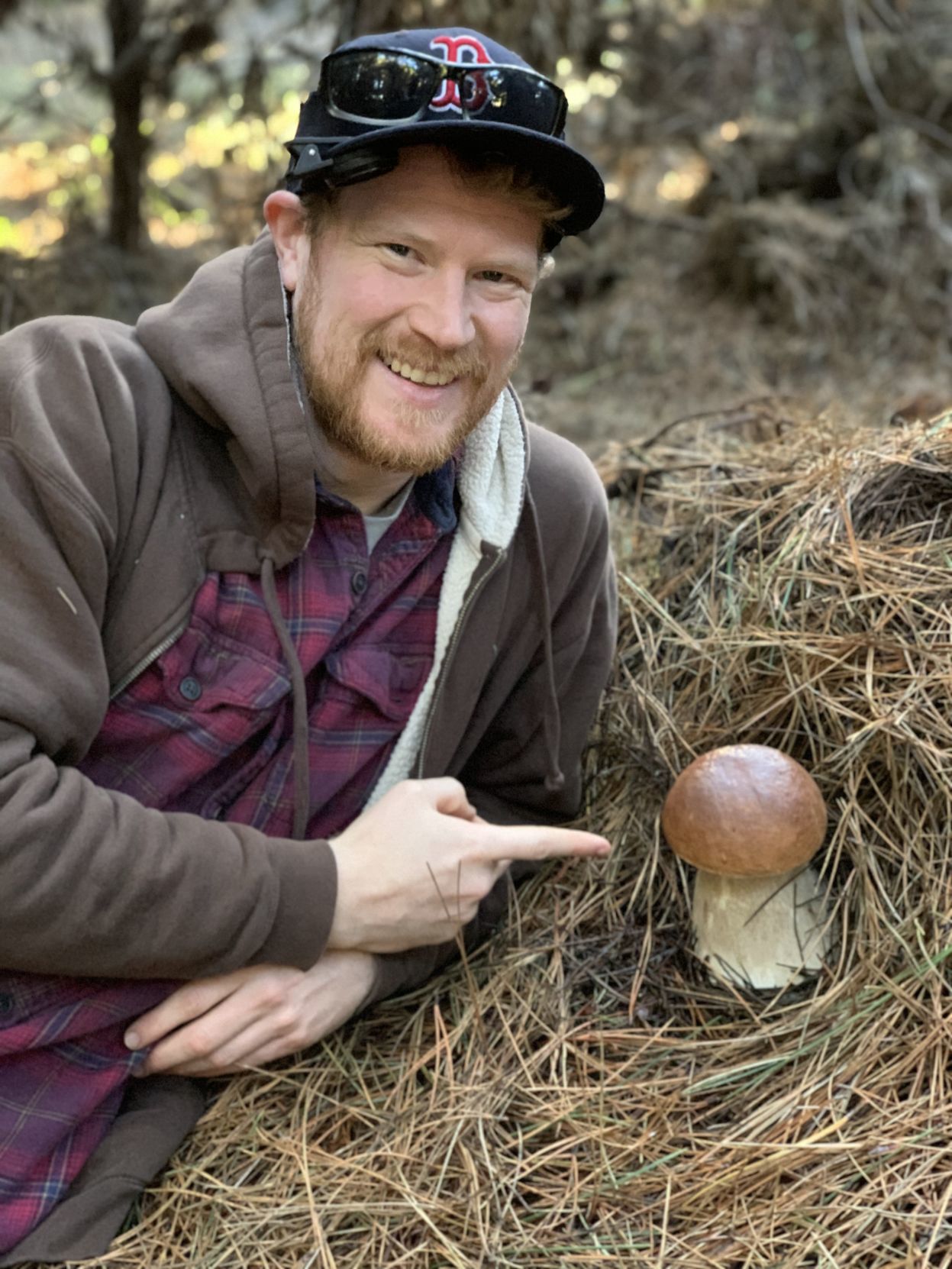 Gordon Walker poses with a mushroom he spotted during one of his many hikes.